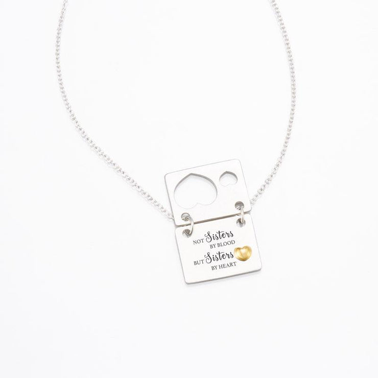 Not sisters by blood but sisters by heart heart envelop necklace