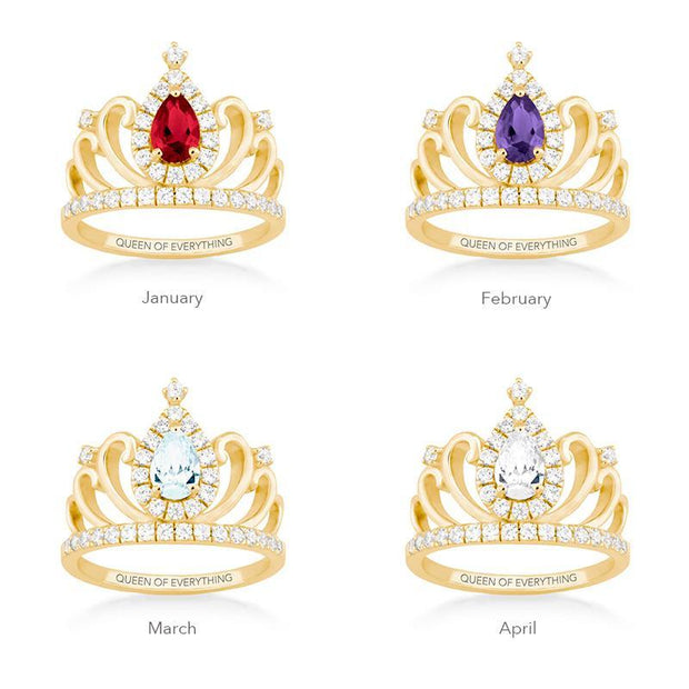 Birthstone Tiara Ring in Gold