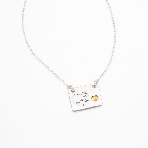 Not sisters by blood but sisters by heart heart envelop necklace