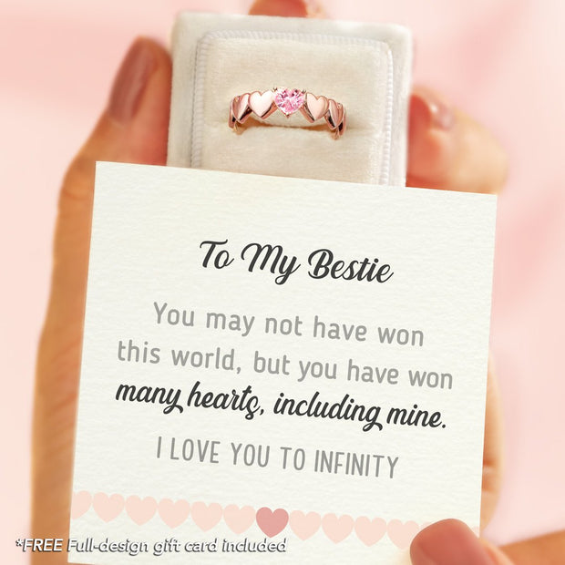 To My Bestie You Have Won Many Hearts Rose Gold Heart Band Ring