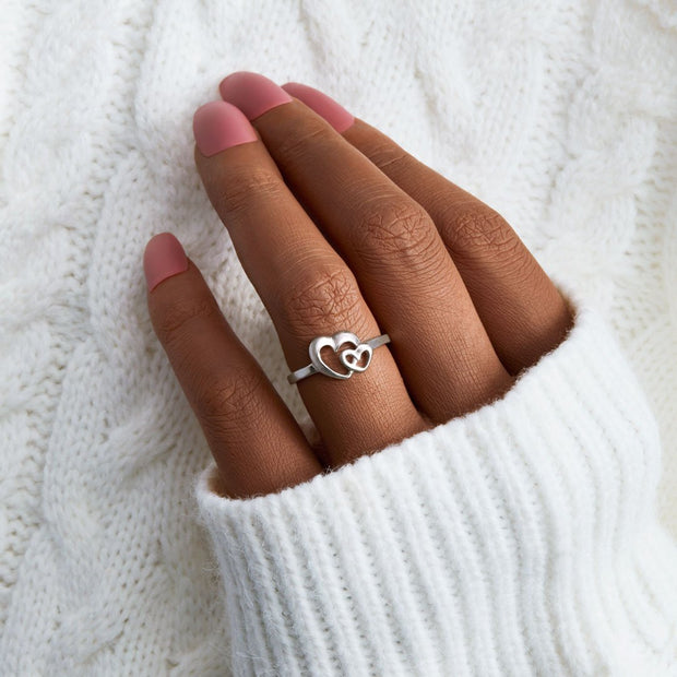 duo hearts love ring