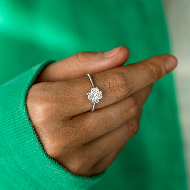 You Are a Rare Find Four-Leaf Clover Ring