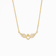 You Make My Heart Happy Heart and Angel Wings Necklace