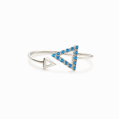 Thank You for Being My Badass Tribe Aquamarine Blue Triangle Ring