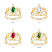 Birthstone Tiara Ring in Gold