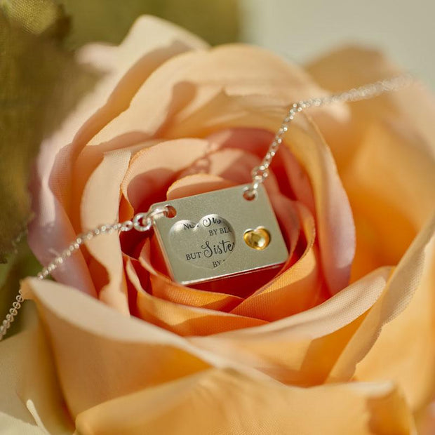 Not sisters by blood but sisters by heart heart envelop necklace