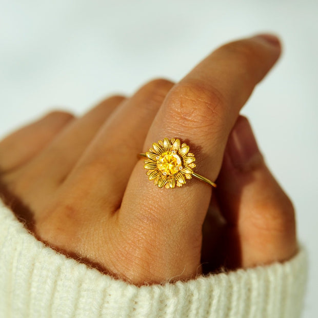 May Your Bold Dreams Bloom Sunflower Ring