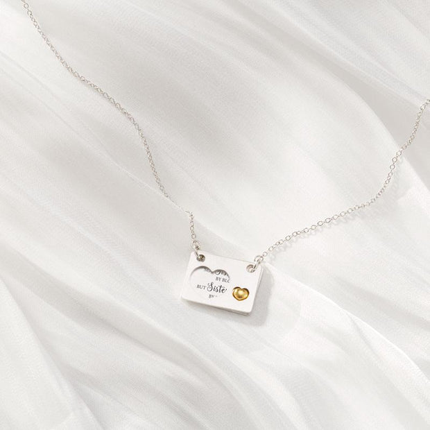 Not sisters by blood but sisters by heart heart envelop necklace