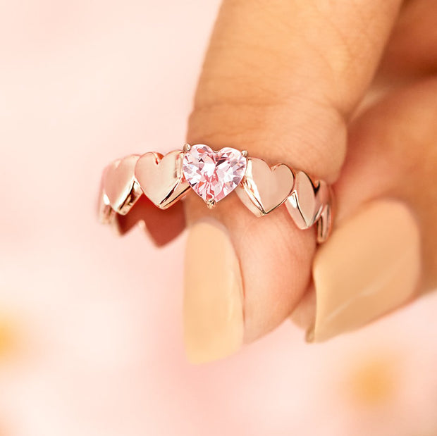 To My Daughter My Love for You Never Ends Rose Gold Heart Band Ring