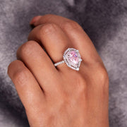 S925 Tear shape Halo Ring