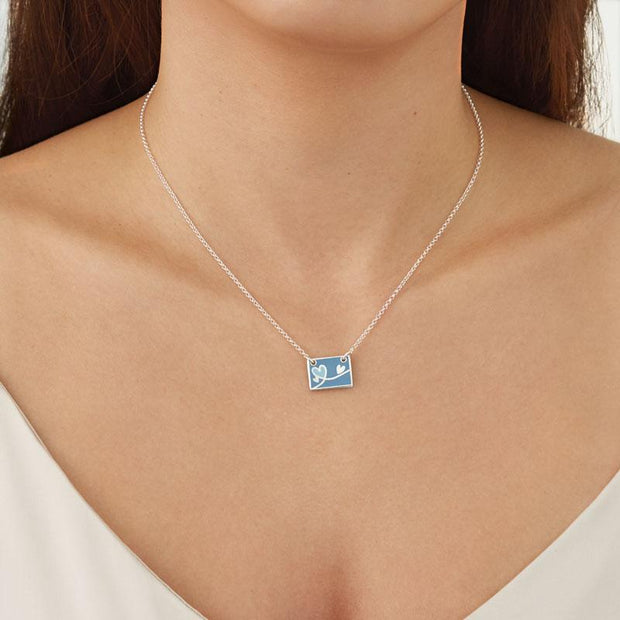 TO MY DEAR WIFE BLUE ENVELOP NECKLACE