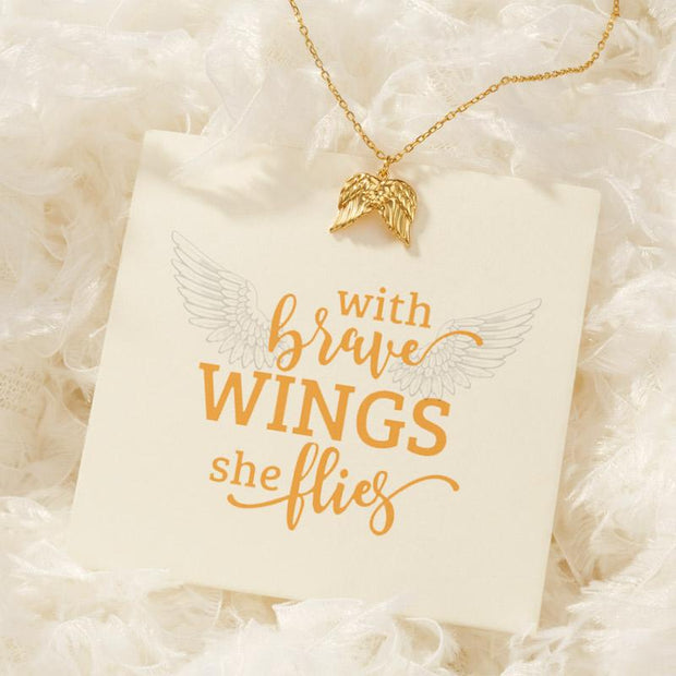 WITH BRAVE WINGS SHE FLIES NECKLACE