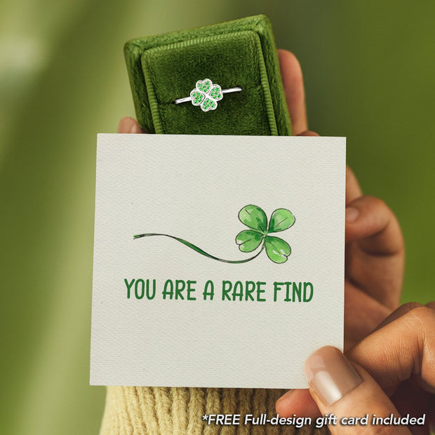 You Are a Rare Find Four-Leaf Clover Ring