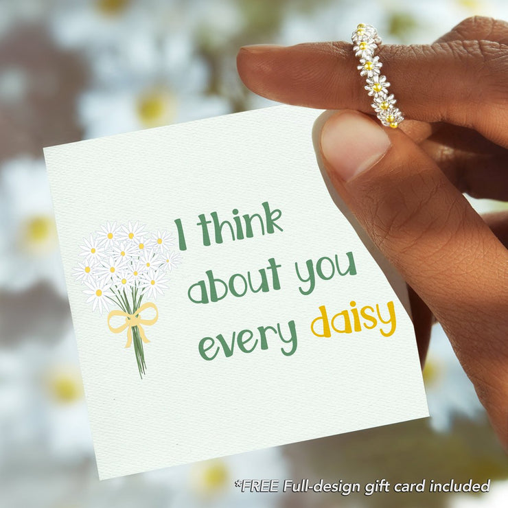 I Think About You Every Daisy Flower Ring S925