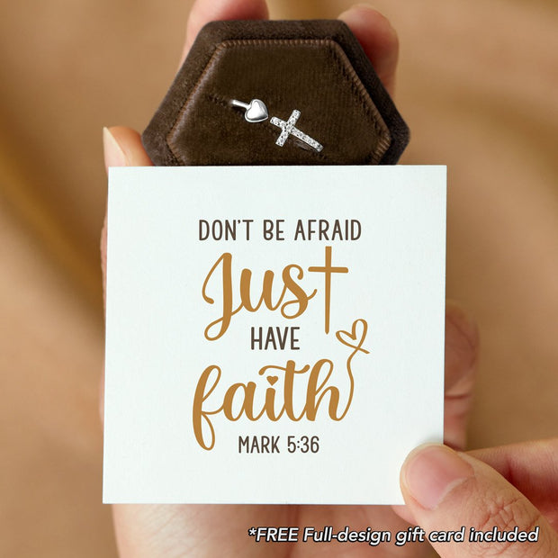 Don't be afraid, Just have faith cross & heart ring