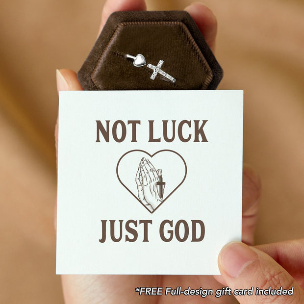 not luck just god cross & heart ring s925