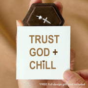 trust God and chill cross & heart ring