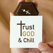 trust God and chill cross & heart ring S925