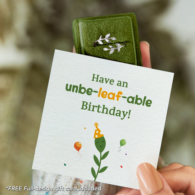 Have An Unbe-leaf-able Birthday leaf ring