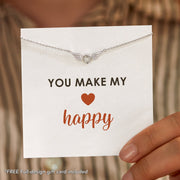 You Make My Heart Happy Heart and Angel Wings Necklace