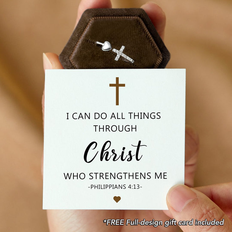 i can do all things through christ who strengthens me cross & heart ring S925