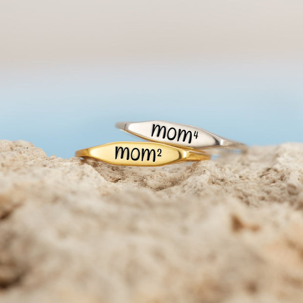 Proud Mom Of N Engraving Ring Band