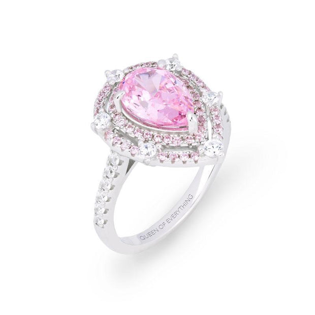 S925 Tear shape Halo Ring