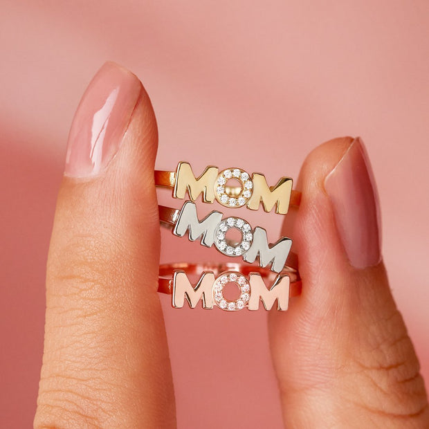 Tough as a mom letter ring