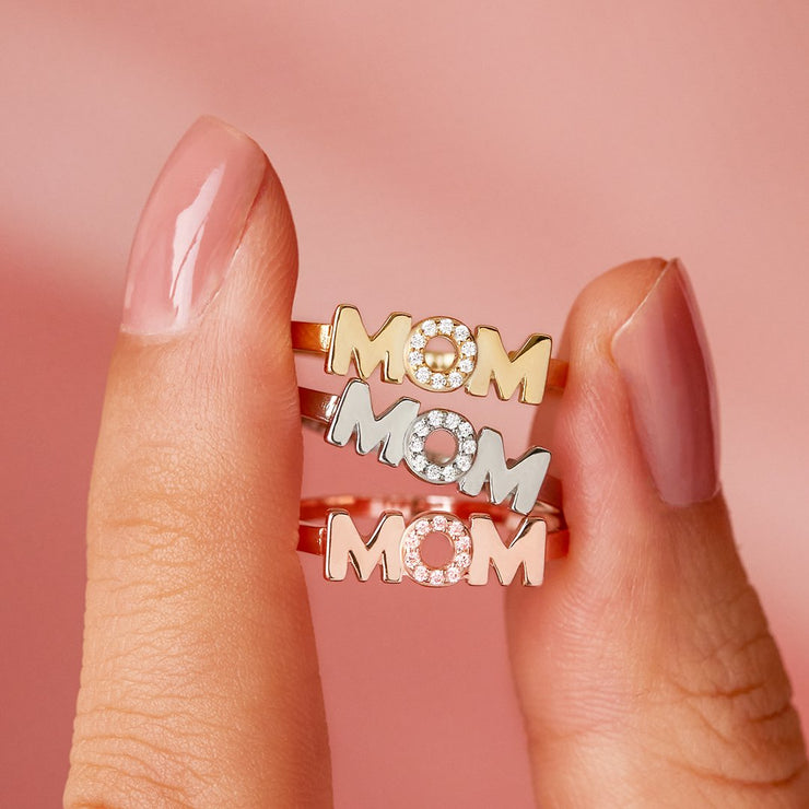 mom in a million mom letter ring