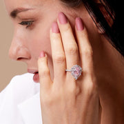 S925 Tear shape Halo Ring