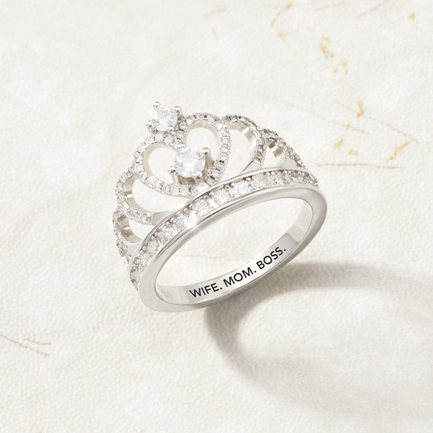 wife mom boss crown ring S925