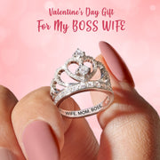 wife mom boss crown ring S925