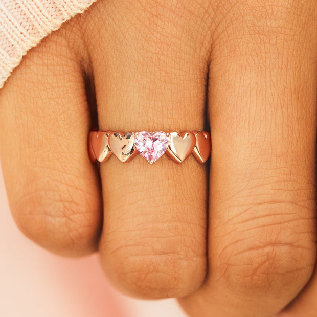 To My Bestie You Have Won Many Hearts Rose Gold Heart Band Ring