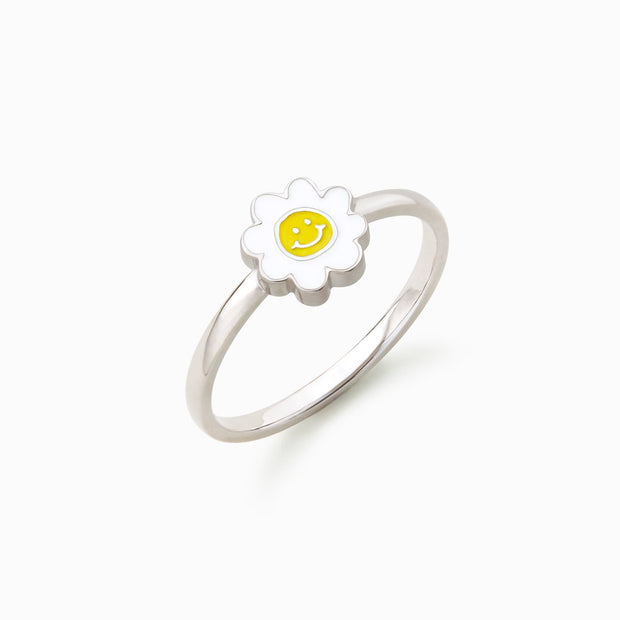 Sending You a Smile White Wildflower Ring