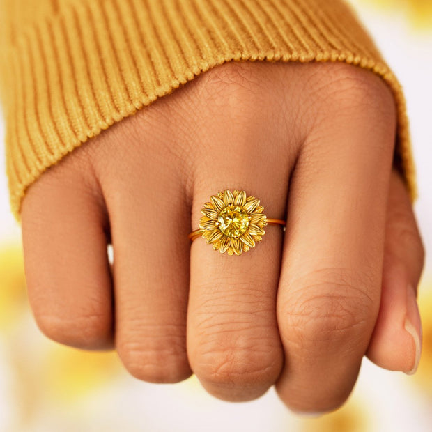 May Your Bold Dreams Bloom Sunflower Ring