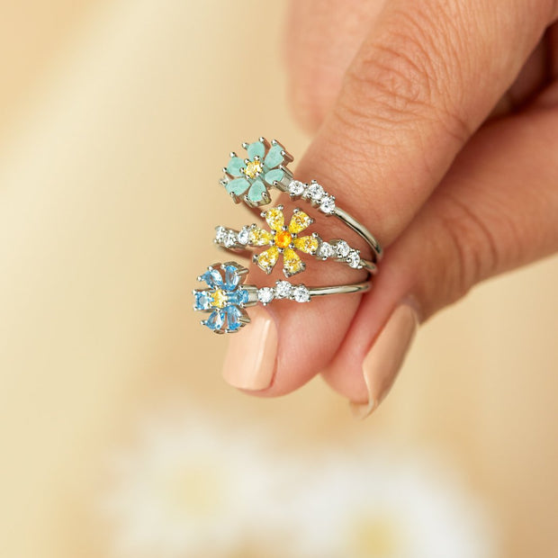 If Friends Were Flowers Hexagon Six Petal Flower Ring