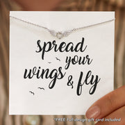 Spread Your Wings and Fly Heart and Angel Wings Necklace