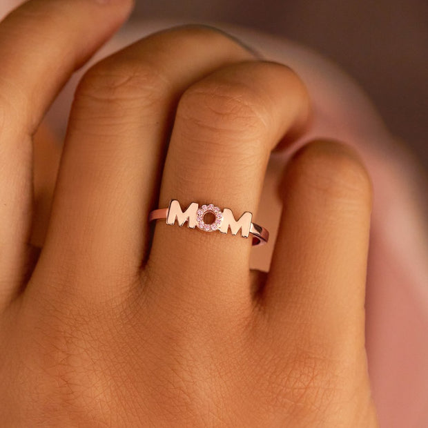 mom letter ring