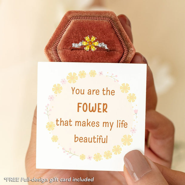 You Are the Flower the Makes My Life Beautiful Hexagon Flower Ring