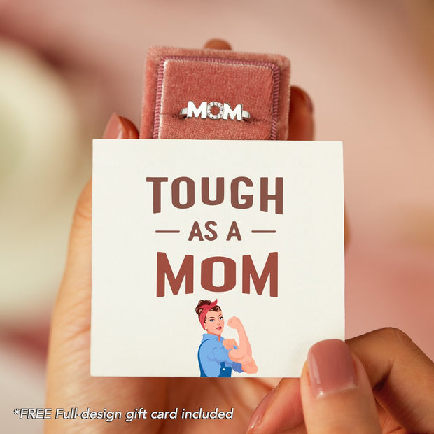 Tough as a mom letter ring